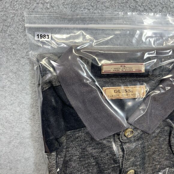 Guess Classic Sportswear Polo Men’s XL Gray Striped Casual Shirt - Picture 11 of 11